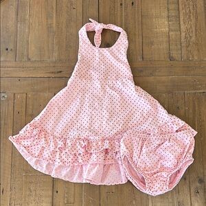 Janie and jack 2006 Pink Polka Dot halter Dress with Ruffles